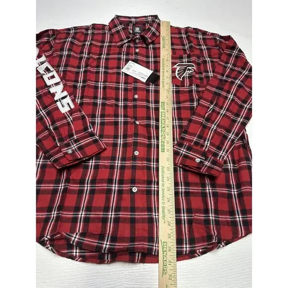 NWT Men's FOCO Atlanta Falcons NFL Long Sleeve Plaid Flannel Shirt Size XL - Picture 4 of 8